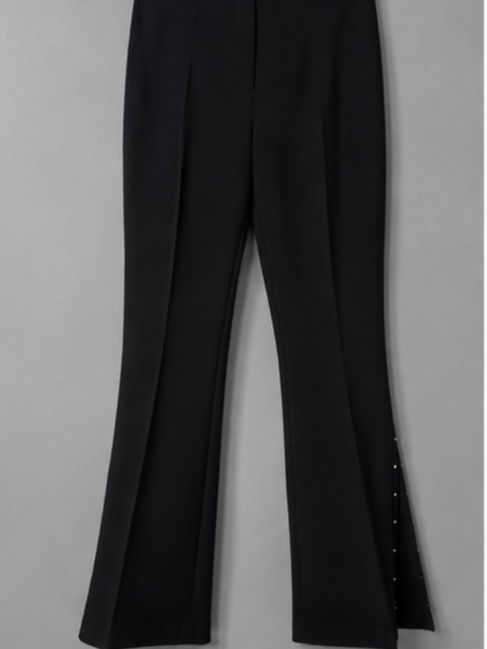 Black Flare Pants Studded Side Slit Hem Dress Pants 30” Waist